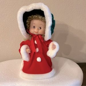 Vintage Santa’s Best Undercover Kids Animated Girl Christmas Doll Marionette 13”